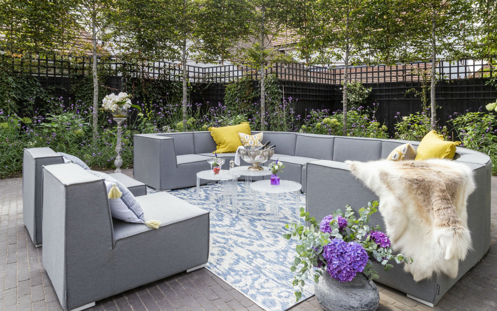 Portfolio Chic Entertaining Courtyard Garden Danbury Essex Pleached Beech Trees Outdoor Living