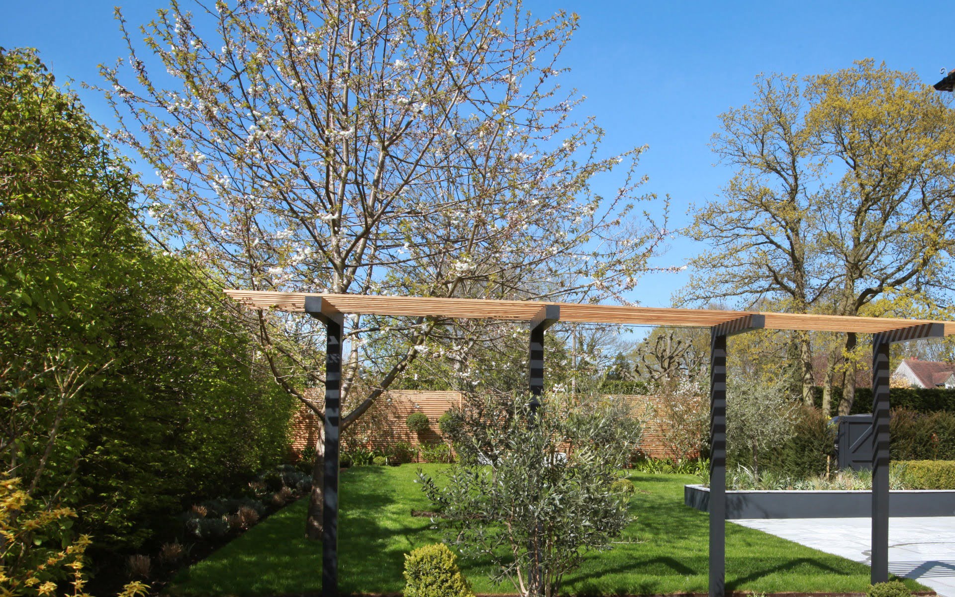 Portfolio Contemporary Front Garden Little Baddow Essex Bespoke Pergola