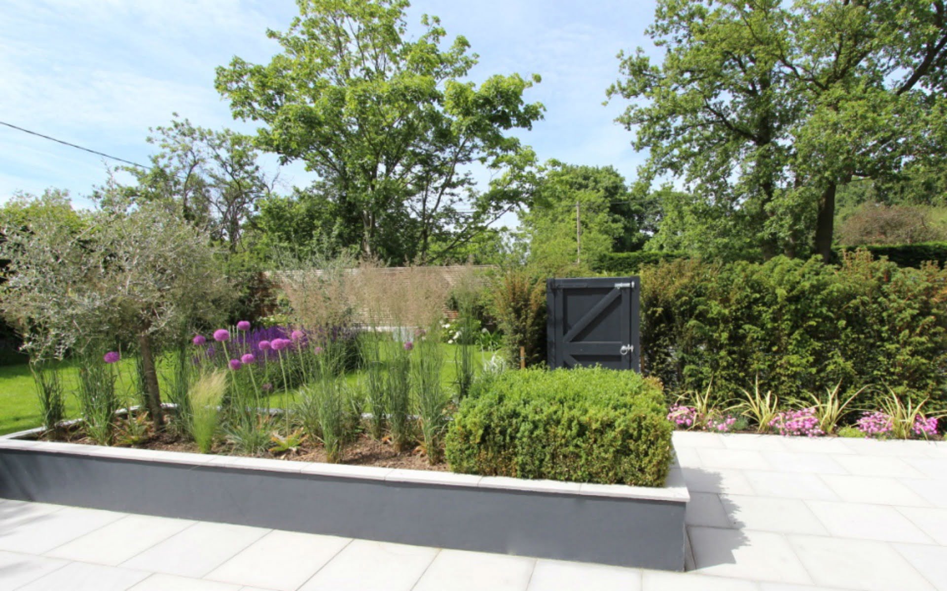 Portfolio Contemporary Front Garden Raised Bed Planter Side Gate Hedge