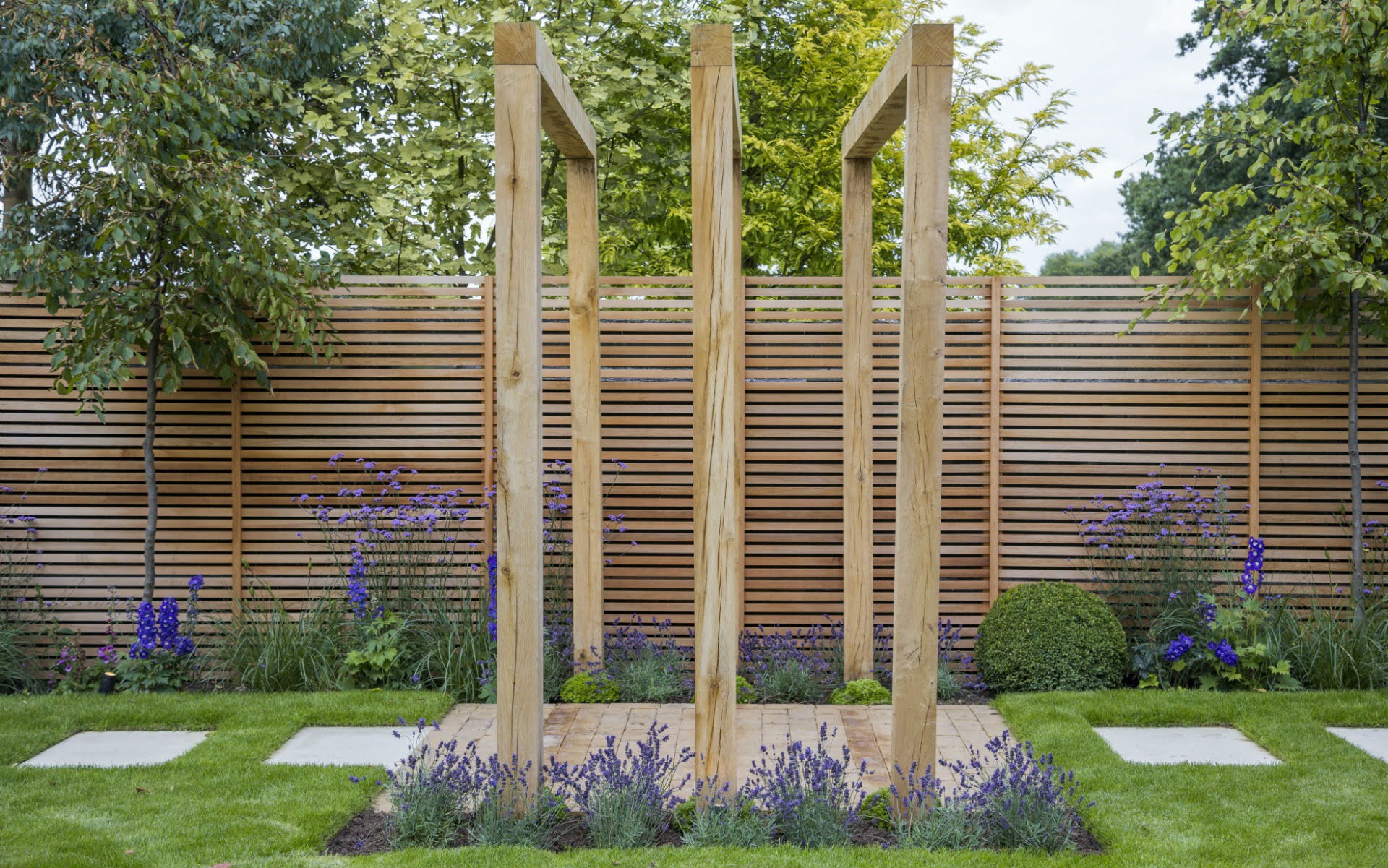 Portfolio Multi-level Contemporary Garden Stock Essex Bespoke Oak Pergolas