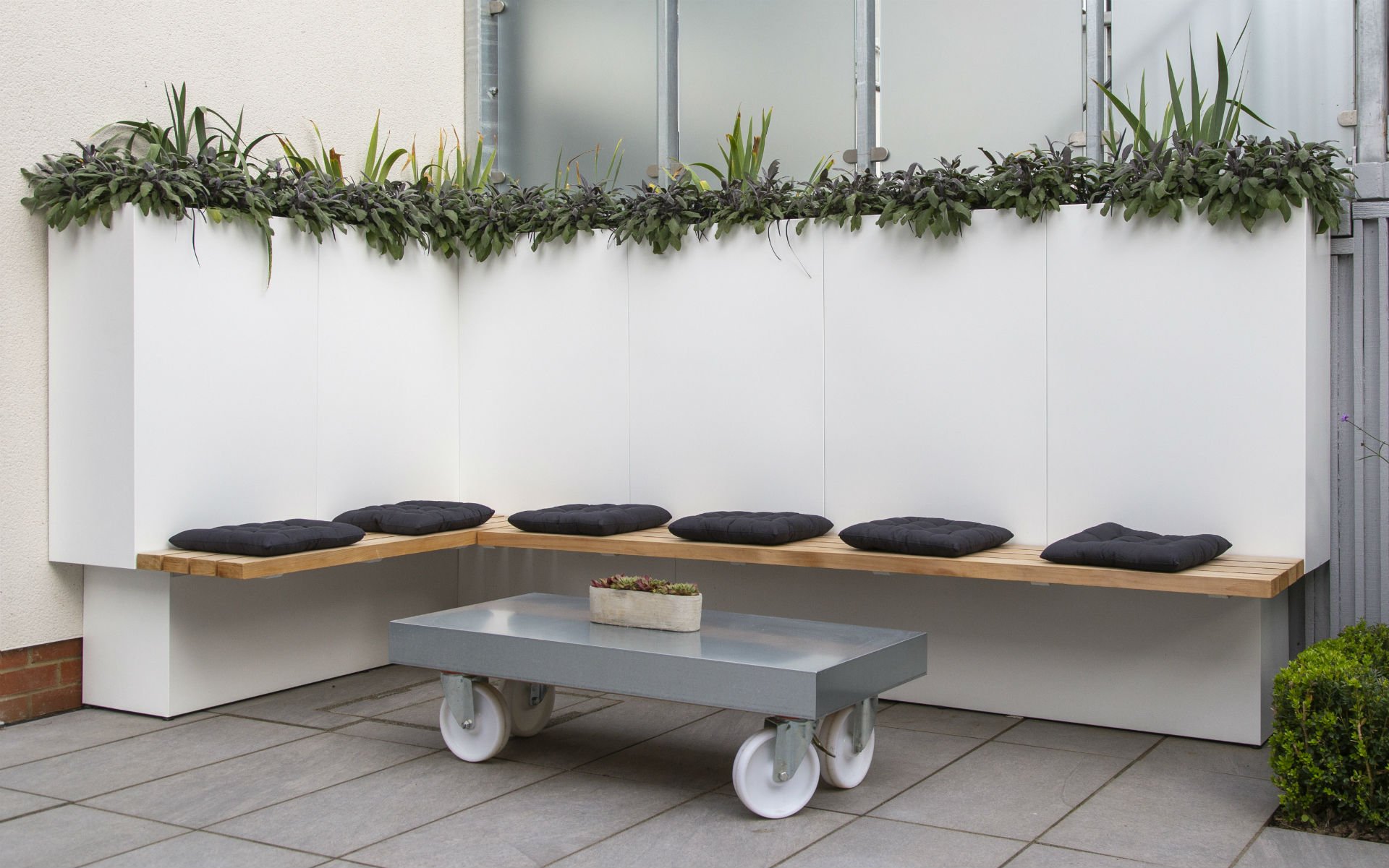 Portfolio Small Quayside Garden Bespoke Cedar Seating Raised Bed Maldon Essex