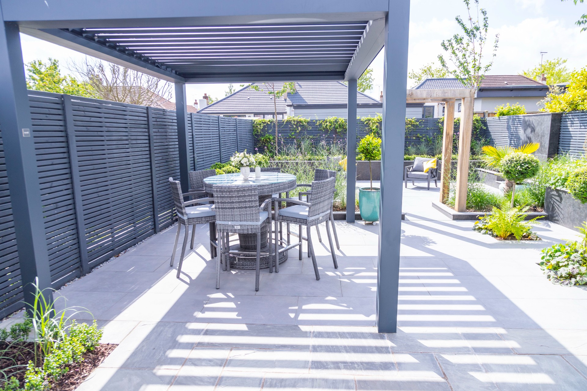 Small Modern Garden Designers Leigh-on-sea Essex Corradi Pergola
