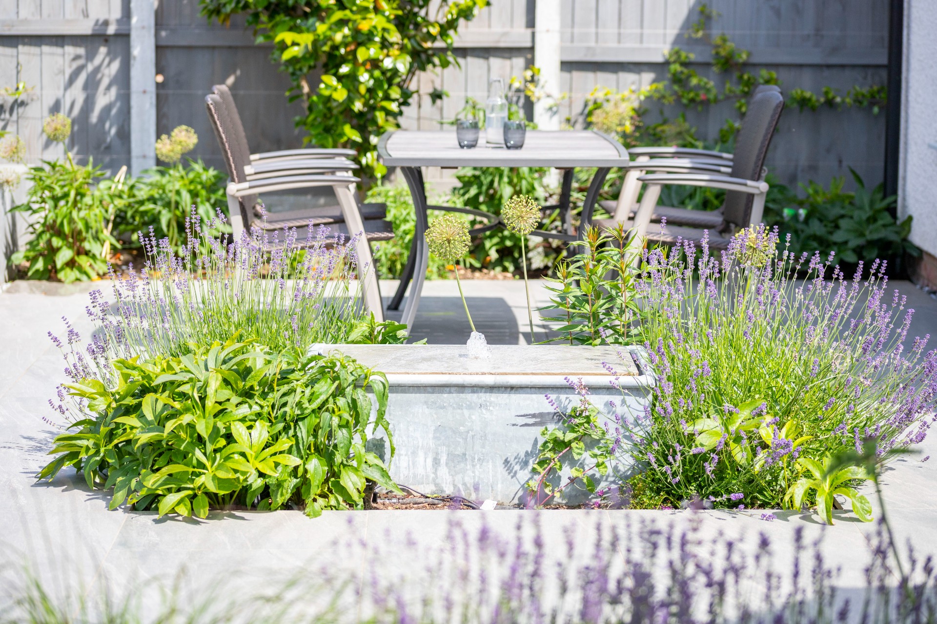 Essex Urban Garden Colchester Essex Dining Water Feature garden design Essex