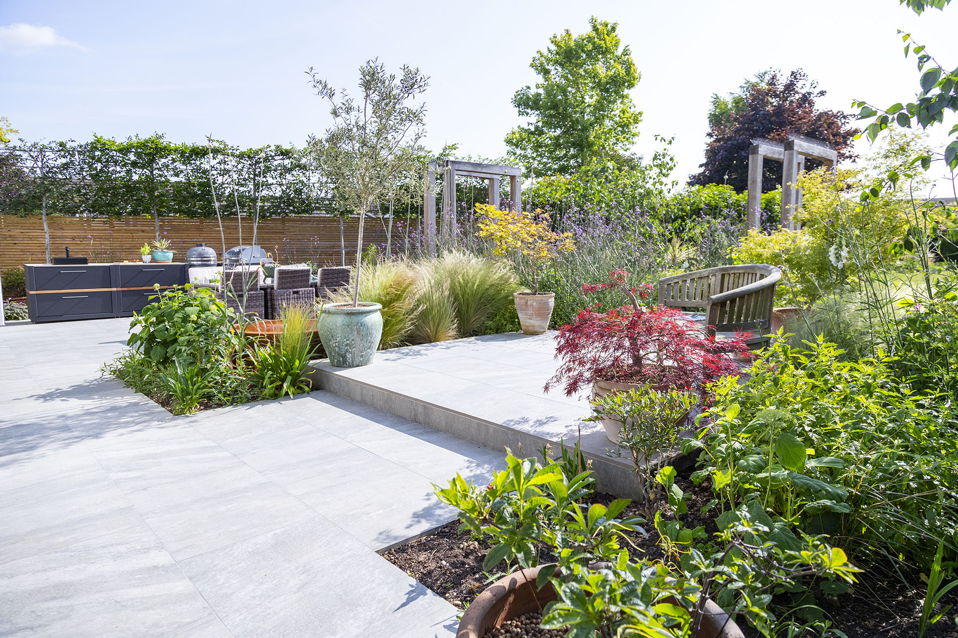 Garden Design Landscaping Cube 1994 Chelmsford Essex Grillo Kitchen Pergola Porcelain