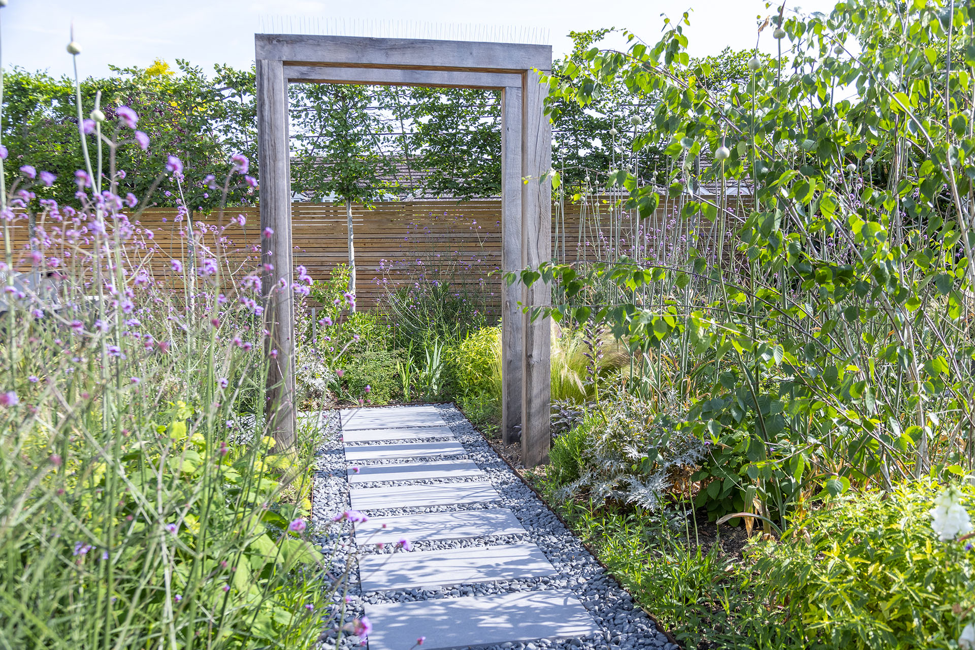Garden Design Landscaping Cube 1994 Chelmsford Essex Pergola arches stepping stones